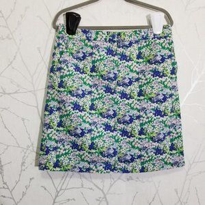 Talbots Green & Blue Floral Print Pencil Skirt